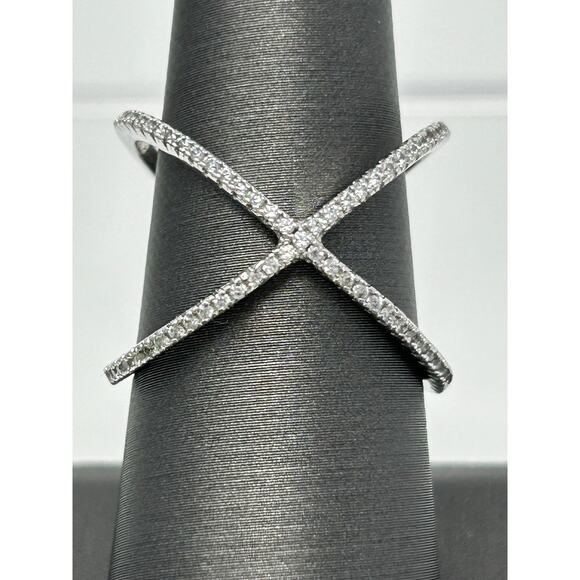 Marked JCM Silver over Brass Ring with CZ Stones - Picture 4 of 11